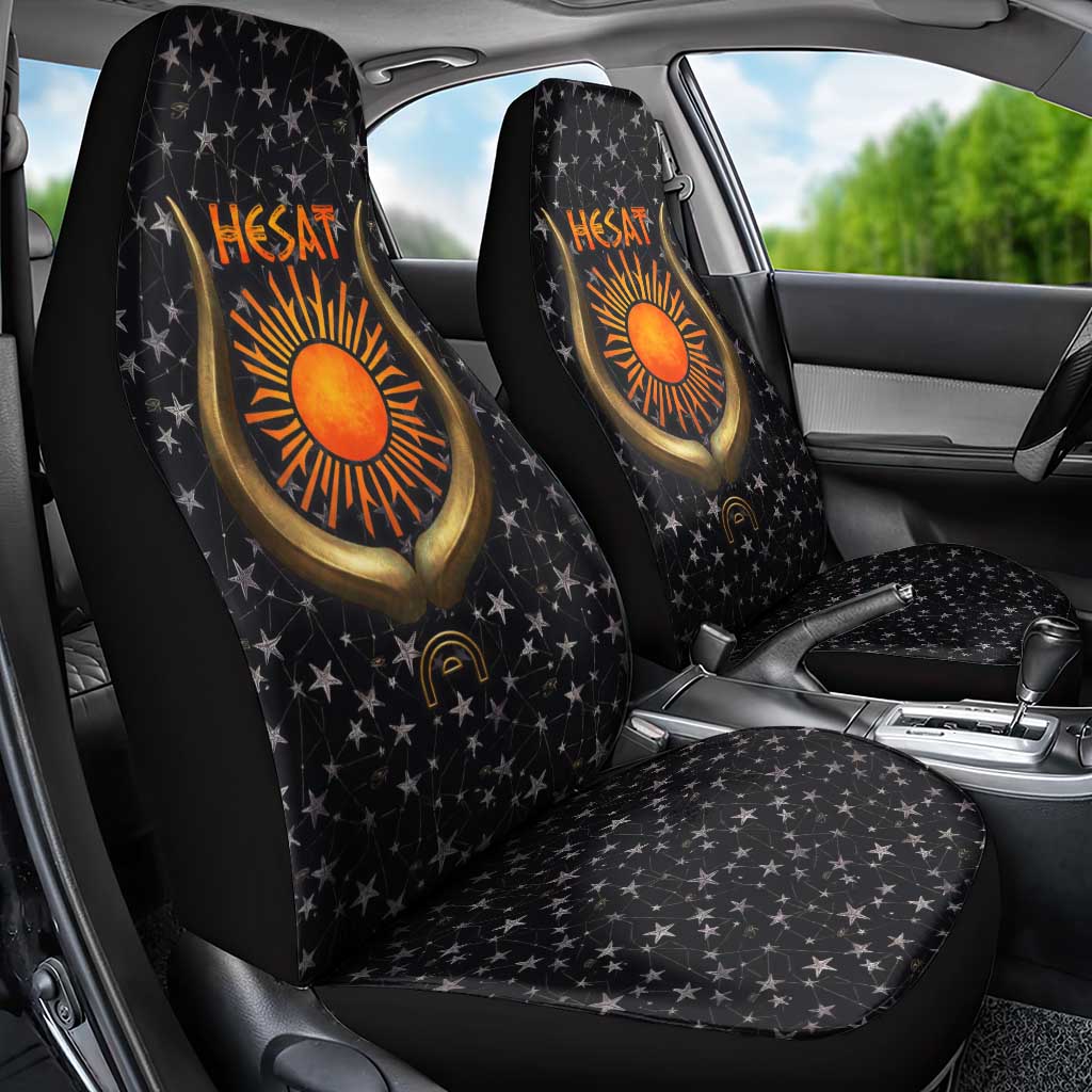 Hesat Solar Horn Symbol Car Seat Cover Egyptian Cosmic Cow in Starry Milky Way
