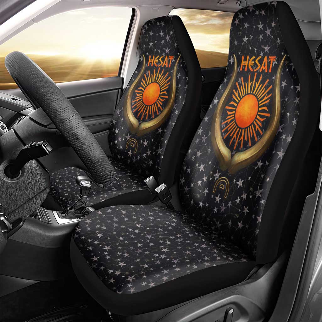 Hesat Solar Horn Symbol Car Seat Cover Egyptian Cosmic Cow in Starry Milky Way