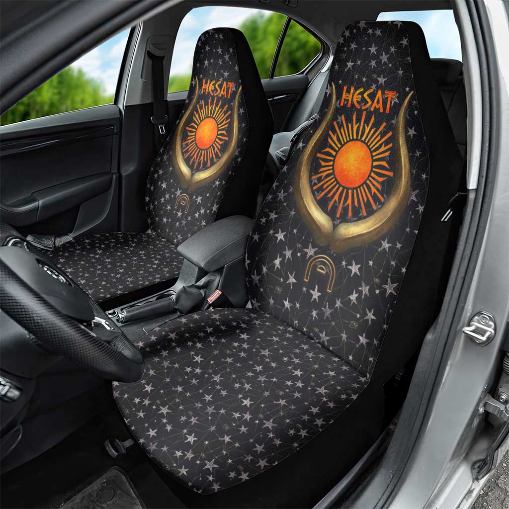 Hesat Solar Horn Symbol Car Seat Cover Egyptian Cosmic Cow in Starry Milky Way