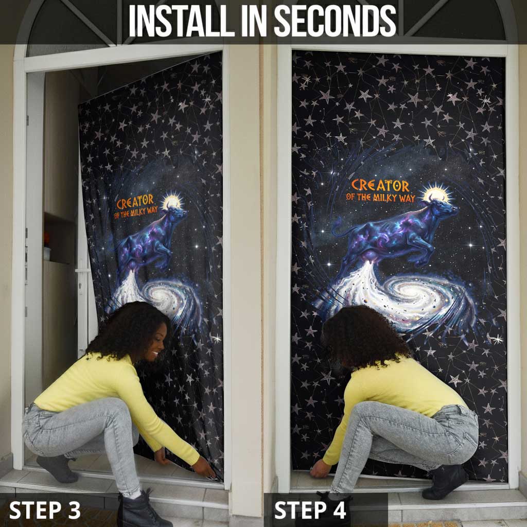 Hesat Solar Horn Symbol Door Cover Egyptian Cosmic Cow in Starry Milky Way