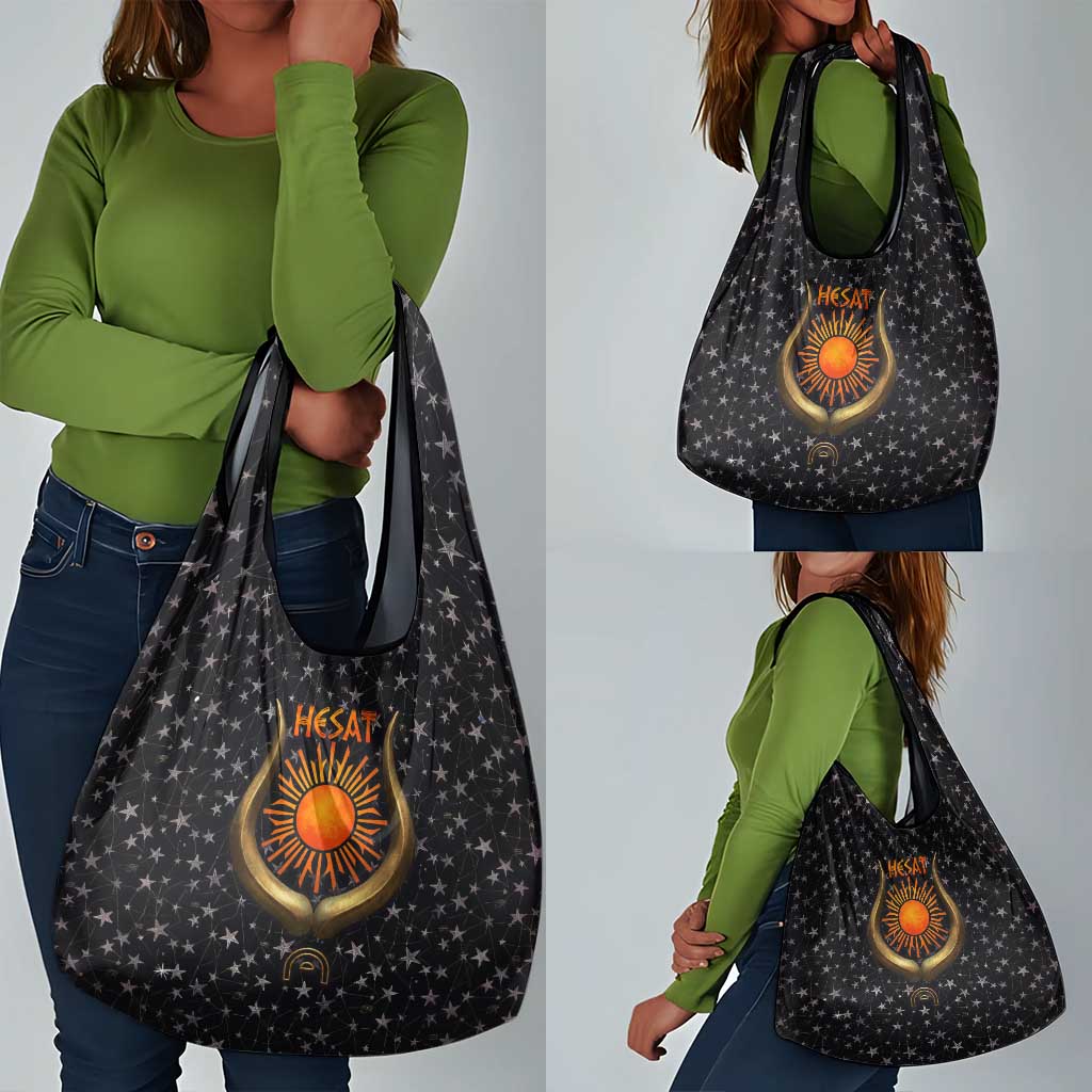 Hesat Solar Horn Symbol Grocery Bag Egyptian Cosmic Cow in Starry Milky Way