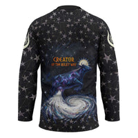 Hesat Solar Horn Symbol Hockey Jersey Egyptian Cosmic Cow in Starry Milky Way