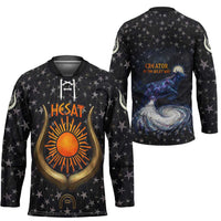 Hesat Solar Horn Symbol Hockey Jersey Egyptian Cosmic Cow in Starry Milky Way