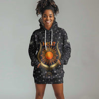 Hesat Solar Horn Symbol Hoodie Dress Egyptian Cosmic Cow in Starry Milky Way