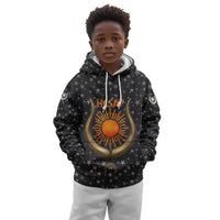 Hesat Solar Horn Symbol Kid Hoodie Egyptian Cosmic Cow in Starry Milky Way