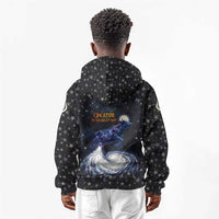 Hesat Solar Horn Symbol Kid Hoodie Egyptian Cosmic Cow in Starry Milky Way