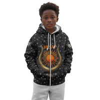 Hesat Solar Horn Symbol Kid Hoodie Egyptian Cosmic Cow in Starry Milky Way
