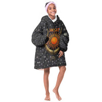 Hesat Solar Horn Symbol Kid Wearable Blanket Hoodie Egyptian Cosmic Cow in Starry Milky Way