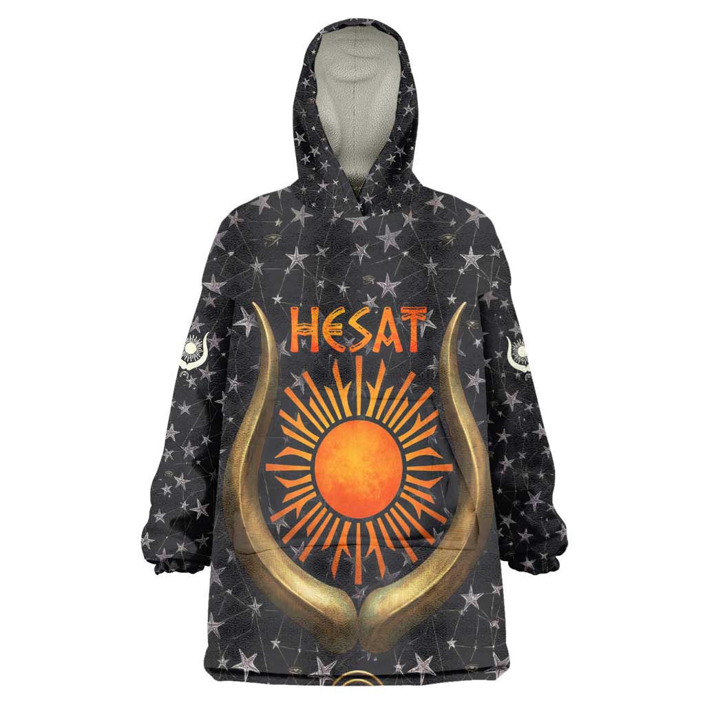 Hesat Solar Horn Symbol Kid Wearable Blanket Hoodie Egyptian Cosmic Cow in Starry Milky Way