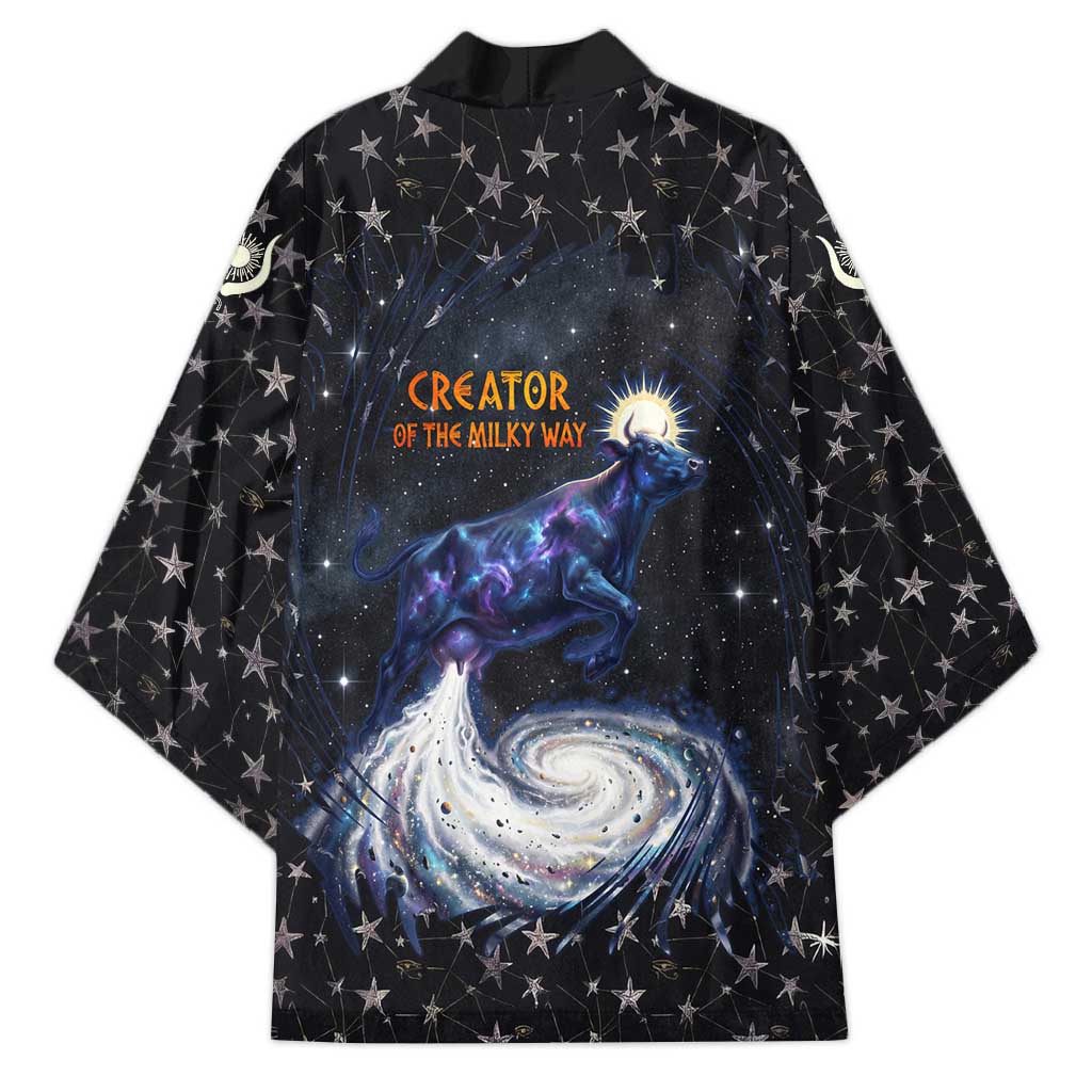 Hesat Solar Horn Symbol Kimono Egyptian Cosmic Cow in Starry Milky Way