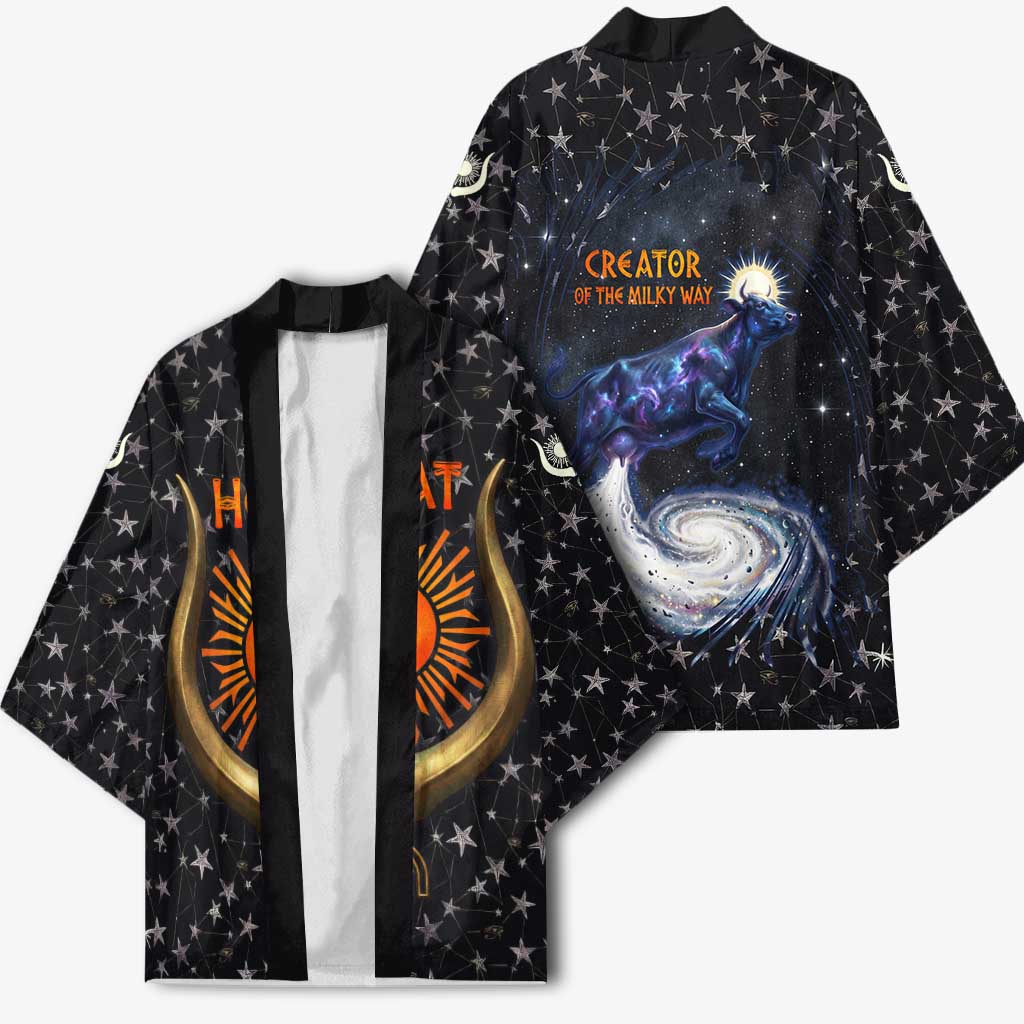 Hesat Solar Horn Symbol Kimono Egyptian Cosmic Cow in Starry Milky Way