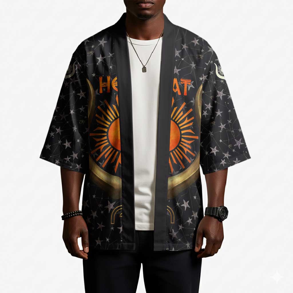 Hesat Solar Horn Symbol Kimono Egyptian Cosmic Cow in Starry Milky Way