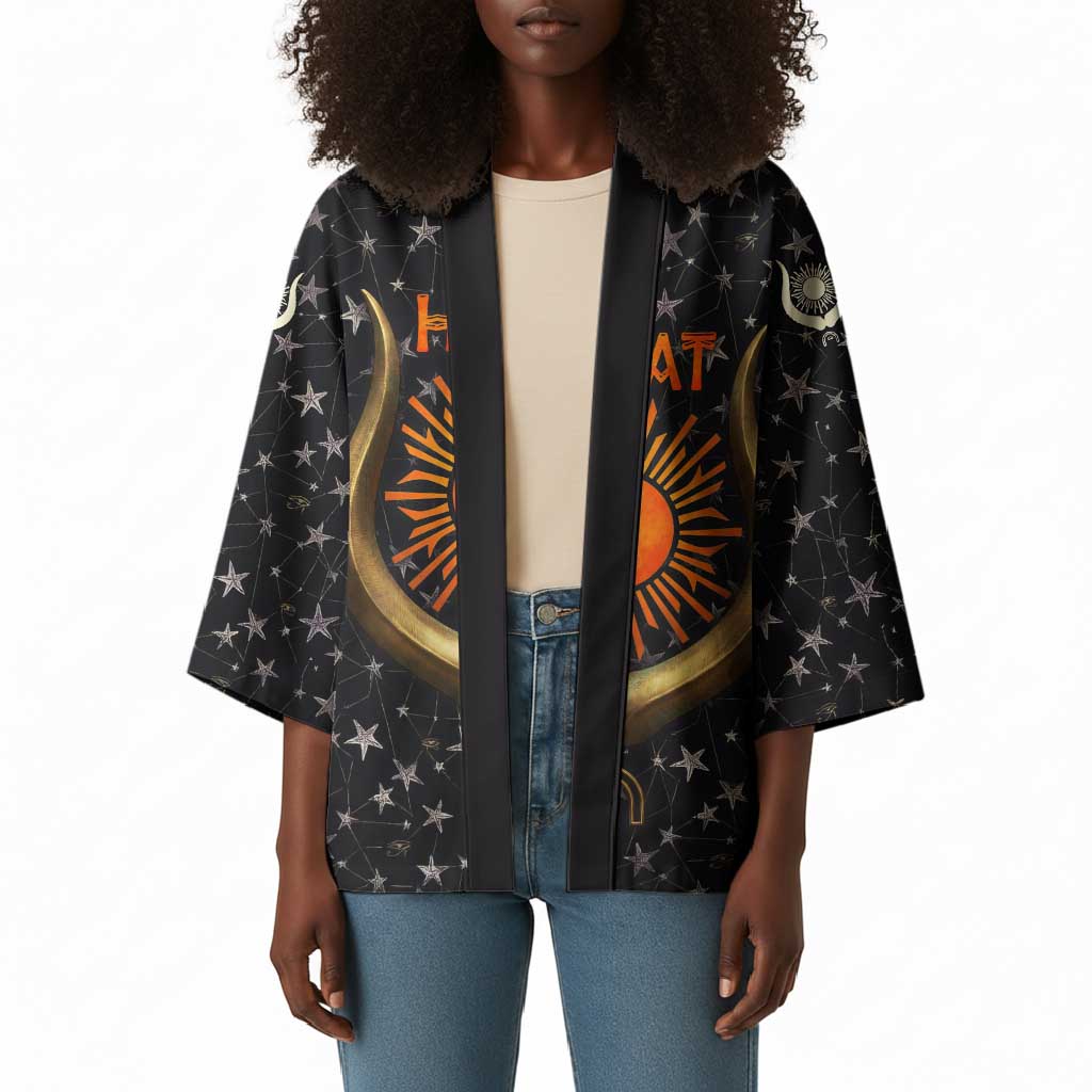 Hesat Solar Horn Symbol Kimono Egyptian Cosmic Cow in Starry Milky Way