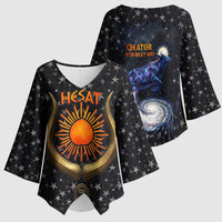 Hesat Solar Horn Symbol Kimono Sleeve Blouse Egyptian Cosmic Cow in Starry Milky Way