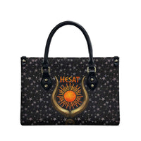 Hesat Solar Horn Symbol Leather Bag Egyptian Cosmic Cow in Starry Milky Way