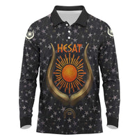 Hesat Solar Horn Symbol Long Sleeve Polo Shirt Egyptian Cosmic Cow in Starry Milky Way