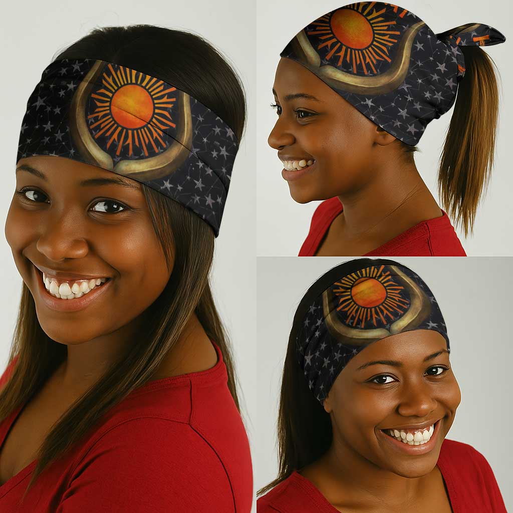 Hesat Solar Horn Symbol Neck Gaiter Egyptian Cosmic Cow in Starry Milky Way