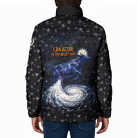 Hesat Solar Horn Symbol Padded Jacket Egyptian Cosmic Cow in Starry Milky Way