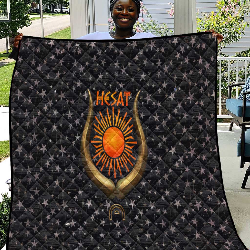 Hesat Solar Horn Symbol Quilt Egyptian Cosmic Cow in Starry Milky Way