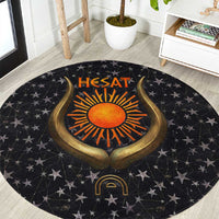 Hesat Solar Horn Symbol Round Carpet Egyptian Cosmic Cow in Starry Milky Way
