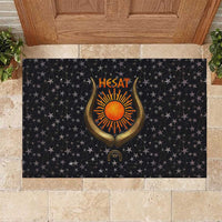 Hesat Solar Horn Symbol Rubber Doormat Egyptian Cosmic Cow in Starry Milky Way