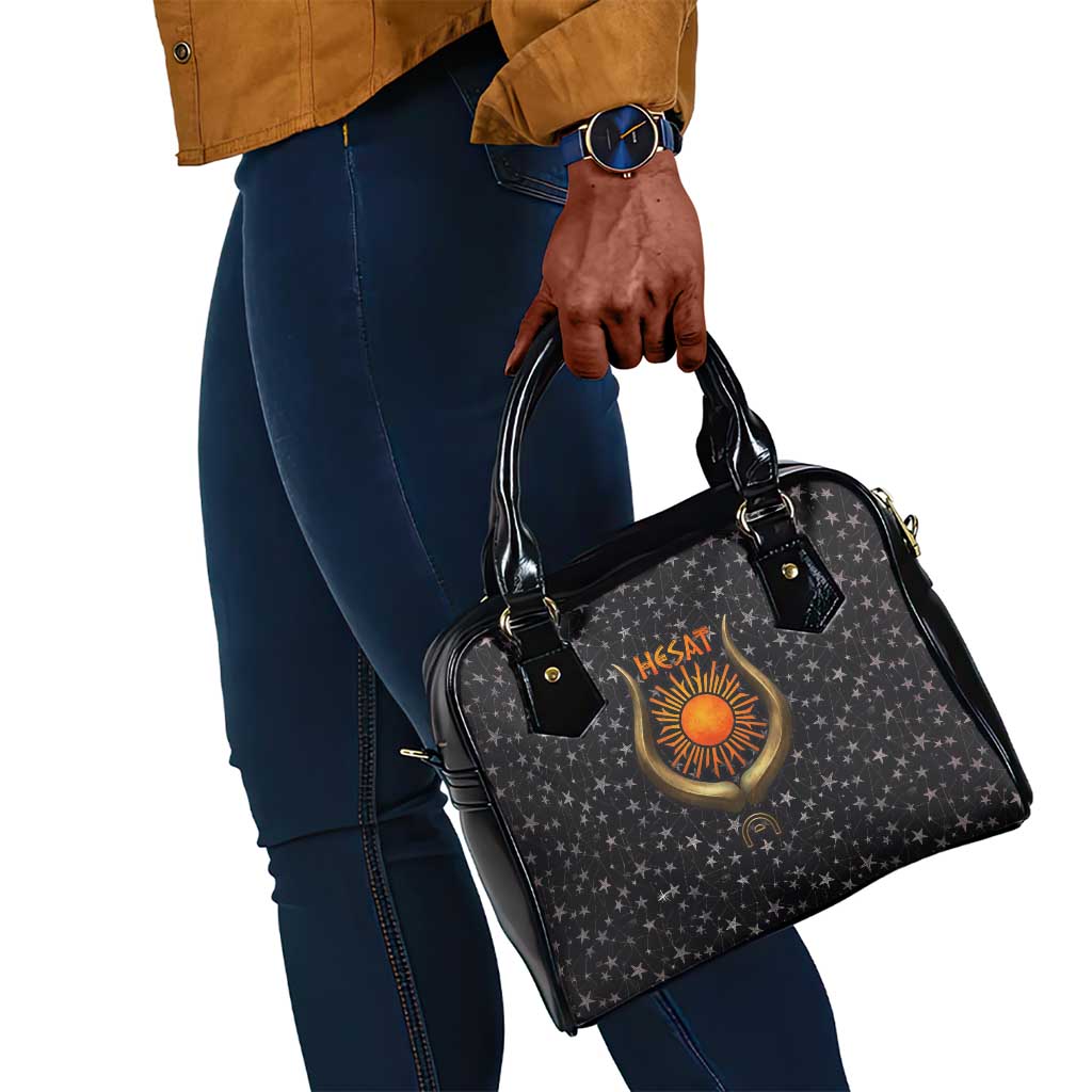 Hesat Solar Horn Symbol Shoulder Handbag Egyptian Cosmic Cow in Starry Milky Way