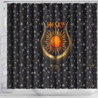 Hesat Solar Horn Symbol Shower Curtain Egyptian Cosmic Cow in Starry Milky Way