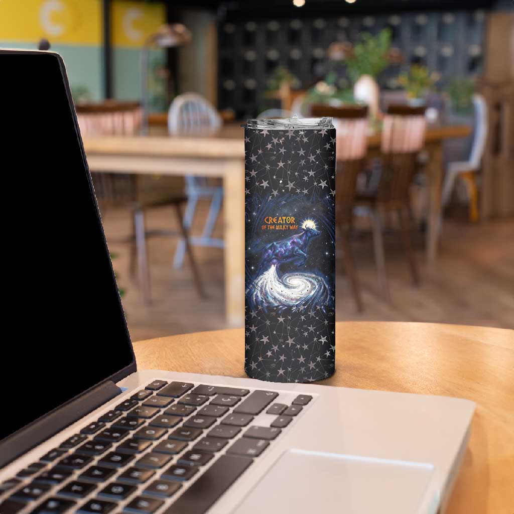 Hesat Solar Horn Symbol Skinny Tumbler Egyptian Cosmic Cow in Starry Milky Way