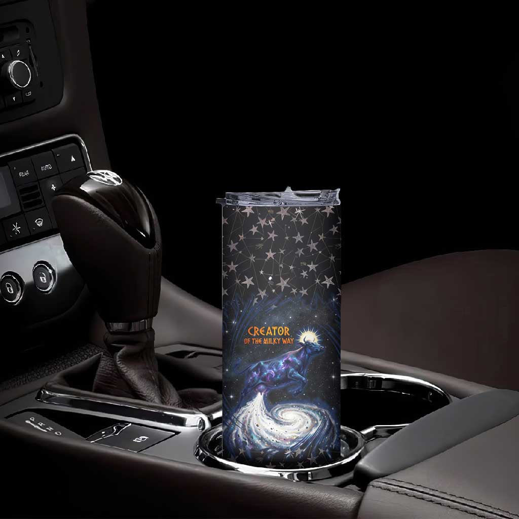 Hesat Solar Horn Symbol Skinny Tumbler Egyptian Cosmic Cow in Starry Milky Way