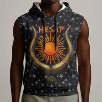 Hesat Solar Horn Symbol Sleeveless Hoodie Egyptian Cosmic Cow in Starry Milky Way