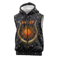 Hesat Solar Horn Symbol Sleeveless Zip Hoodie Egyptian Cosmic Cow in Starry Milky Way