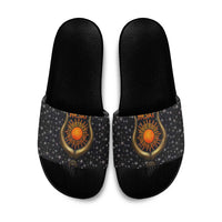 Hesat Solar Horn Symbol Slide Sandals Egyptian Cosmic Cow in Starry Milky Way