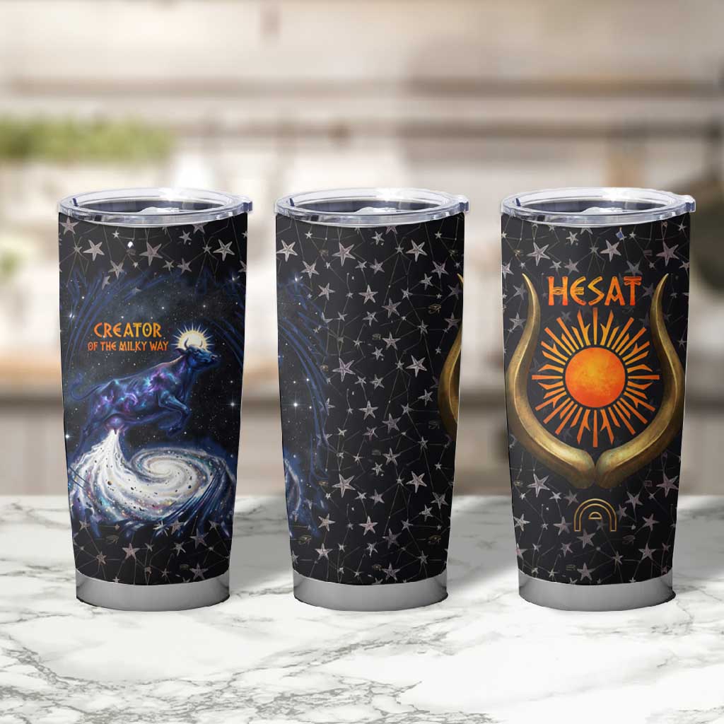 Hesat Solar Horn Symbol Tumbler Cup Egyptian Cosmic Cow in Starry Milky Way