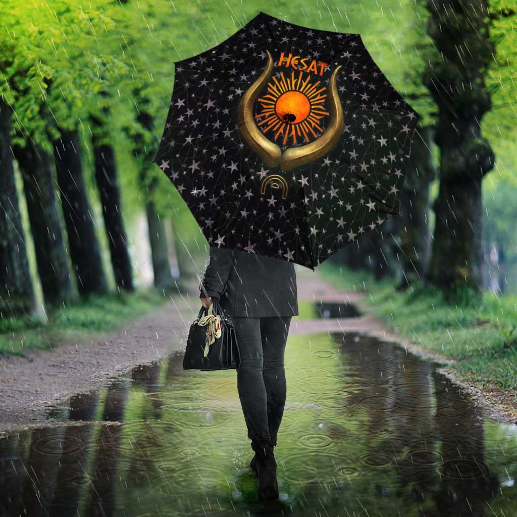 Hesat Solar Horn Symbol Umbrella Egyptian Cosmic Cow in Starry Milky Way