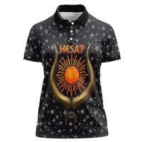 Hesat Solar Horn Symbol Women Polo Shirt Egyptian Cosmic Cow in Starry Milky Way