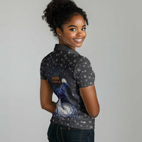 Hesat Solar Horn Symbol Women Polo Shirt Egyptian Cosmic Cow in Starry Milky Way