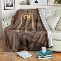 Imenet Sunlit Temple Columns Blanket with Ancient Egyptian Offering Scene