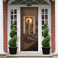 Imenet Sunlit Temple Columns Door Cover with Ancient Egyptian Offering Scene