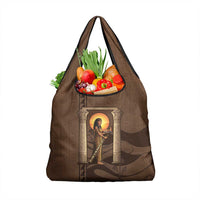 Imenet Sunlit Temple Columns Grocery Bag with Ancient Egyptian Offering Scene