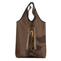 Imenet Sunlit Temple Columns Grocery Bag with Ancient Egyptian Offering Scene