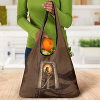 Imenet Sunlit Temple Columns Grocery Bag with Ancient Egyptian Offering Scene