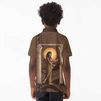 Imenet Sunlit Temple Columns Kid Polo Shirt with Ancient Egyptian Offering Scene