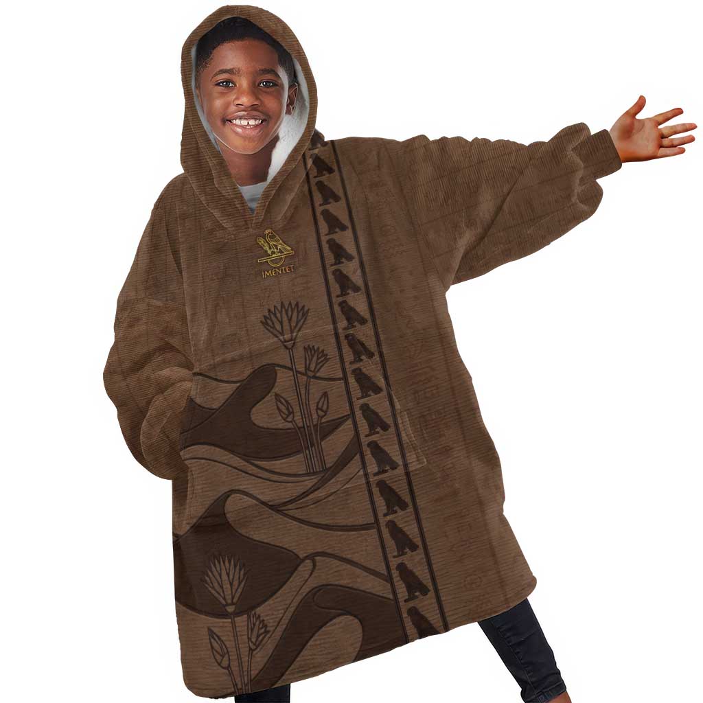 Imenet Sunlit Temple Columns Kid Wearable Blanket Hoodie with Ancient Egyptian Offering Scene