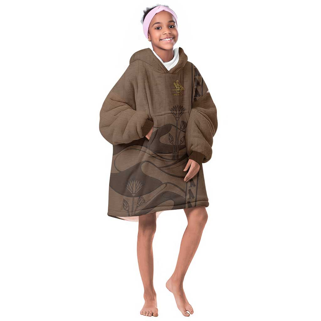 Imenet Sunlit Temple Columns Kid Wearable Blanket Hoodie with Ancient Egyptian Offering Scene
