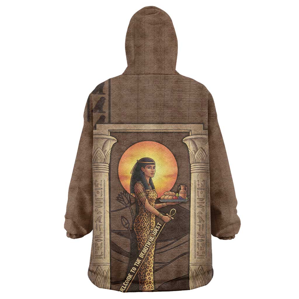 Imenet Sunlit Temple Columns Kid Wearable Blanket Hoodie with Ancient Egyptian Offering Scene