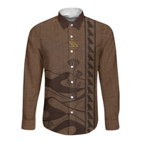 Imenet Sunlit Temple Columns Long Sleeve Button Shirt with Ancient Egyptian Offering Scene