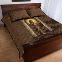 Imenet Sunlit Temple Columns Quilt Bed Set with Ancient Egyptian Offering Scene