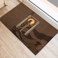 Imenet Sunlit Temple Columns Rubber Doormat with Ancient Egyptian Offering Scene