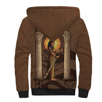 Imenet Sunlit Temple Columns Sherpa Hoodie with Ancient Egyptian Offering Scene