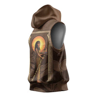 Imenet Sunlit Temple Columns Sleeveless Hoodie with Ancient Egyptian Offering Scene